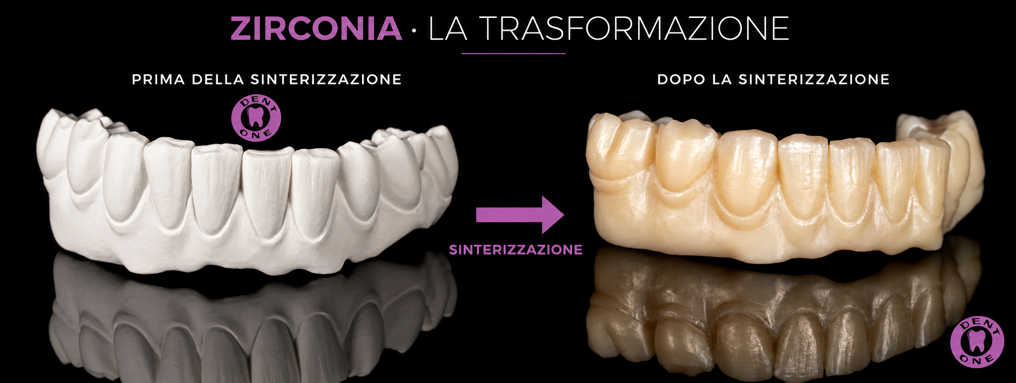 Zirconia prima e dopo la sinterizzazione